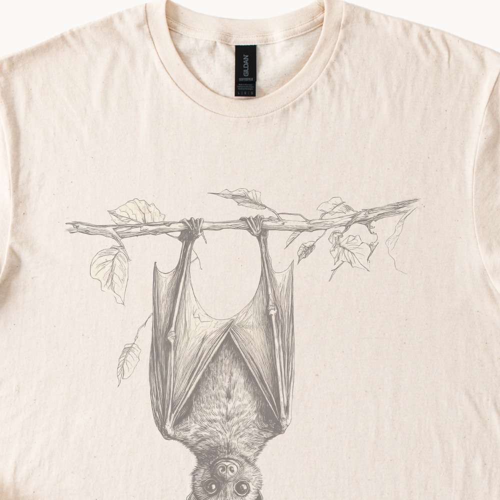 Upside Down Bat Nature Inspired Animal Art Tee
